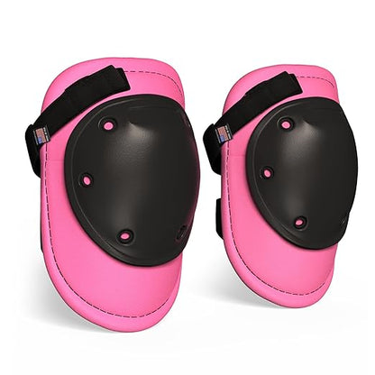 Foam Knee Pads for Women with HDPE Anti-Slip Cap, Pink and Black, 1 Pair - Adjustable Multi-Sized Fastening, Made in USA - Guards for Gardening, Flooring, or Construction