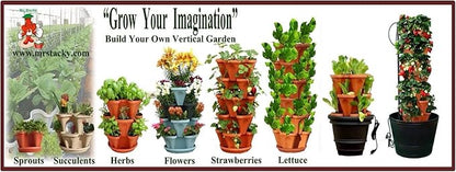 Vertical Gardening Planters - Mr Stacky Pots Can Use Any Growing Medium (Soil, Clay Pebbles, Vermiculte, Perlite, Coco Fiber) - Great for Hydroponics and Aquaponics Too - Build Your Own Stacking