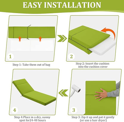 Chaise Lounge Cushion for Outdoor Furniture, Waterproof Fade and Tear Resistant Lounge Deck Chair Cushions for Patio Lawn Pool Resort Hotel