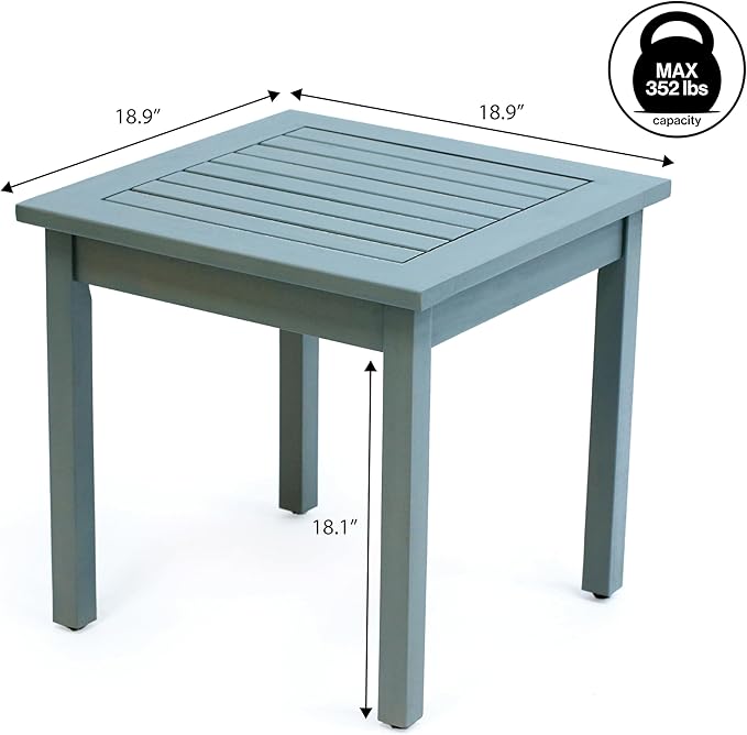 JONATHAN Y END6000G Archer 18.9" Modern Classic Square Slatted Solid Acacia Wood Indoor/Outdoor Adirondack Side Table for Patio, Garden, Bathroom, Living Room, Gray