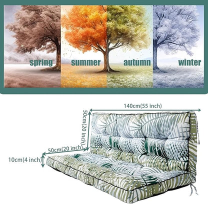 Replacement Cushions for Swing, Swing Cushions 3 Seater Replacement, Waterproof Thicken Washable Pad Cushion for Outdoor Indoor Furniture Swing Patio (Bamboo Leaf, 40x55 inch)