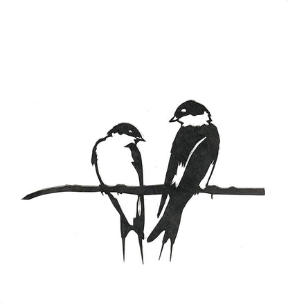 METALBIRD - Pair of Swallows - Outdoor Tree Ornaments in Corten Steel - Metal Art Proudly Made in The USA