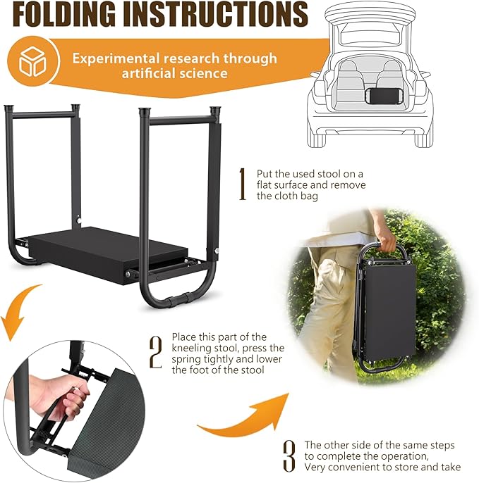 seasky Foldable Garden Kneeler and Seat, Anti-Tipping Heavy Duty 400 lbs Capacity, Widened Thick Soft Kneeling Pad, Gardening Stool with Tool Bag, Gifts for Women Seniors Parents
