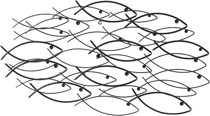 Deco 79 Metal Fish Home Wall Decor Indoor Outdoor Wall Sculpture, Wall Art 36" x 3" x 19", Dark Gray