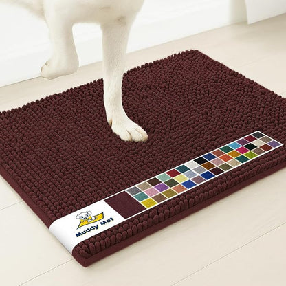 Muddy Mat® | Super Water Absorbent Door Mat Indoor, Microfiber Quick Dry Chenille Entryway Rug, Slip Resistant Front Door Mat, Indoor Mats for Entryway, Machine Washable Pet Rug, Rust 20" x 30"