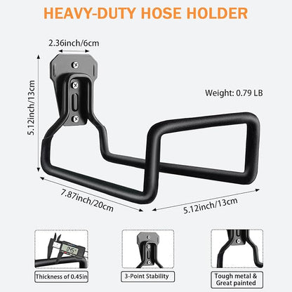 Hose Holder Wall Mount, Heavy Duty Hose Hanger for Outside Metal Hook for Water Hoses Outdoor Organizer Study Rack for Garden Hoses, 2 Pack