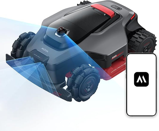 MOVA LiDAX Ultra 3000 AWD Robot Lawn Mower Wire Free RTK Free for up to 0.75 Acre*Dual Maps, 360° 3D LiDAR & AI Dual Vision Mapping, Robotic Mower with 4G, for 80% Slopes, Cutting Height 1.2”–3.9“