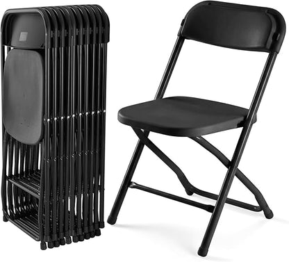 DUMOS Folding Chairs Sets of 10, 330lbs Plastic Stackable Portable Patio Dining Sets, Fold Up for Indoor Outdoor, Camping, Garden, Party, Meeting, Black