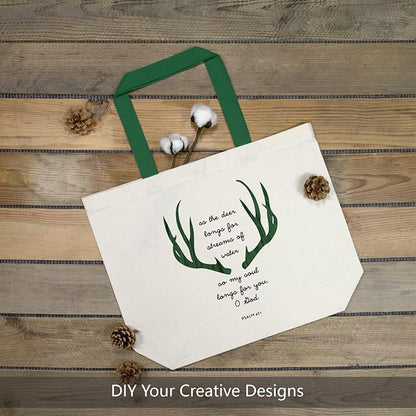 TOPDesign 2-Pack Canvas Tote Bags with Magnetic Snap, Reusable Grocery Shopping Bags, DIY Your Creative Designs