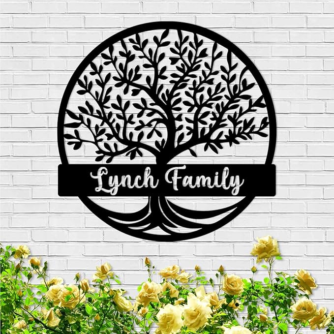 Custom Tree of Life Monogram Name Signs | Personalized Metal Letters Wall Art | Outdoor Balcony & Porch Garden Decor