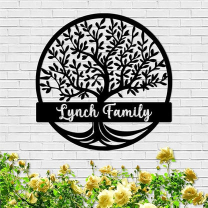 Custom Tree of Life Monogram Name Signs | Personalized Metal Letters Wall Art | Outdoor Balcony & Porch Garden Decor