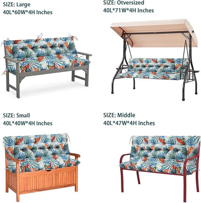Swing Replacement Seat Cushions, 2-3 Seater Bench Cushions for Outdoor Furnitur with Backrest, Garden Recliner Seat Cushions Waterproof Sofa Pads (Flower Pattern, 71x40in)