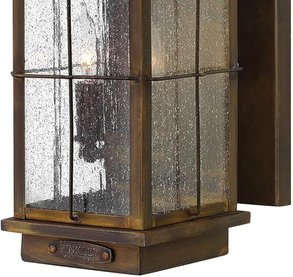 Hinkley Bingham Medium Wall Mount Outdoor Lantern - Brass, Clear Seedy Glass, Gas Light Style - Sienna Finish