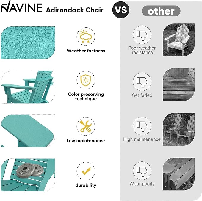Adirondack Chair Set of 6, HDPE Folding Adirondack Chair with Multifunctional Cup Holder, Weather Resistant Fire Pit Chair for porches, patios, poolsides, Decks.