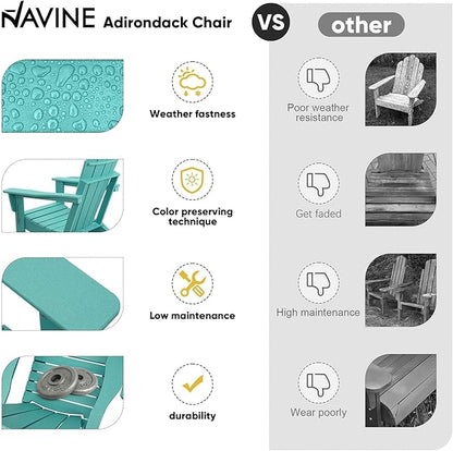 Adirondack Chair Set of 6, HDPE Folding Adirondack Chair with Multifunctional Cup Holder, Weather Resistant Fire Pit Chair for porches, patios, poolsides, Decks.