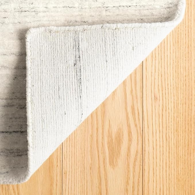 Dash & Albert Nordic White Hand Loom Knotted Performance Rug, 2 X 3 Feet, White Stripe Pattern