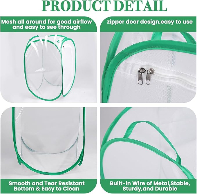 Gardon Mesh Plant Enclosure, Pop-Up Mesh Plant Cover from Pests, Birds, Animals, Plant Netting Cage for Tomato, Fruit, Vegetables, Flowers with Zipper Door 24 x 24 x 36 Inch