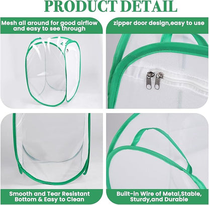 Gardon Mesh Plant Enclosure, Pop-Up Mesh Plant Cover from Pests, Birds, Animals, Plant Netting Cage for Tomato, Fruit, Vegetables, Flowers with Zipper Door 24 x 24 x 36 Inch