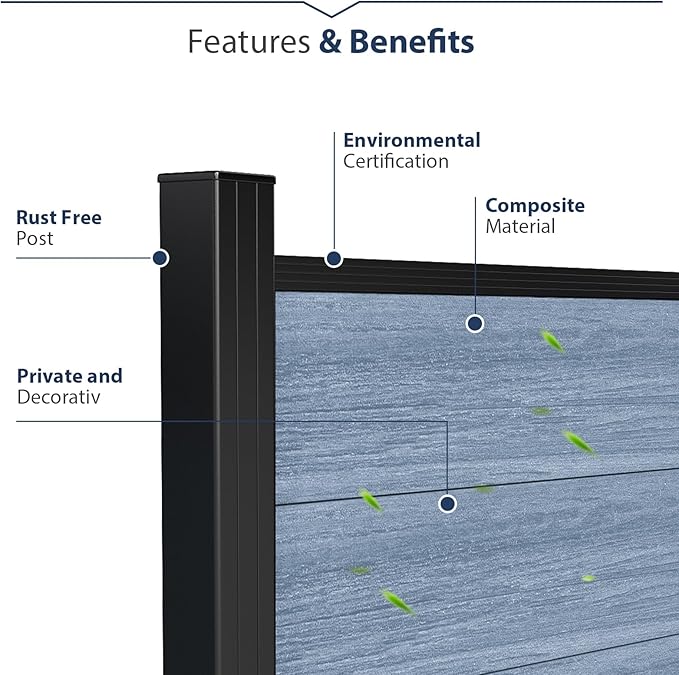 72" W x 72" H Outdoor Privacy Fence with Sturdy Alloy Post, Tall Wind Resistant Fence Covering Privacy for Yard Backyard Garden and Swimming Pool(Grey,1 Post)