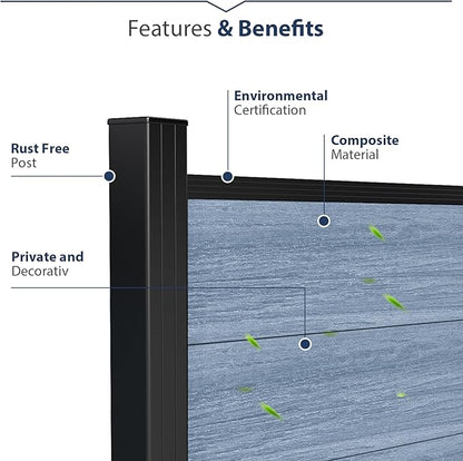 72" W x 72" H Outdoor Privacy Fence with Sturdy Alloy Post, Tall Wind Resistant Fence Covering Privacy for Yard Backyard Garden and Swimming Pool(Grey,1 Post)