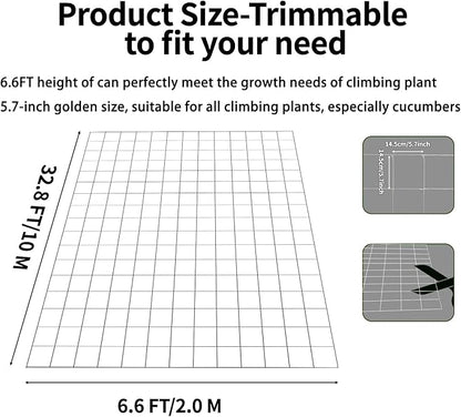 Mellbree Trellis Netting for Climbing Plants, 32.8x6.6FT 2Packs Heavy Duty Trellis Net for Climbing Plants Outdoor, Cucumber, Tomatoes, Peas, Vegetable and Vine