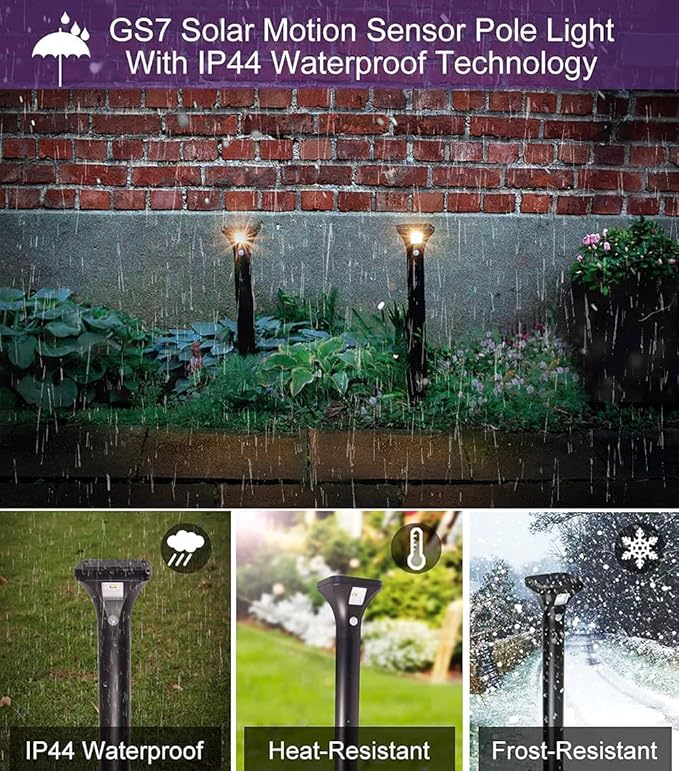 Solar Outdoor Lights with Motion Sensor – Waterproof LED Pathway Lights for Yard, Garden, Walkway, Driveway – Auto On/Off, Easy Installation (4 Pack)