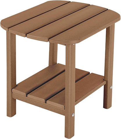 LZRS Adirondack Side Table - HDPE Outdoor Side Tables, Double Layer End Tables for Patio, Backyard,Pool, Indoor Companion, Easy Maintenance & Weather Resistant(Brown)