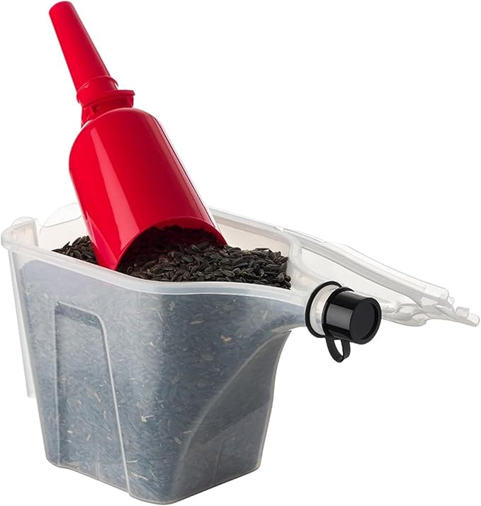 More Birds 3-in-1 Super Tote - 5 lb Capacity Container with Tapered Pour Spout, Easy Grip Handle & Stackable Design, Portable Seed Holder & Dispenser for Backyard Birding and Wildlife, 100-SF-TOTE