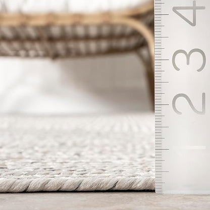 nuLOOM 10' x 14' Solid Hand Braided Indoor/Outdoor Area Rug, Pet-Friendly, High Traffic, Weather Resistant, for Patio, Balcony, Bedroom, Living, Dining Room, Wynn Ivory