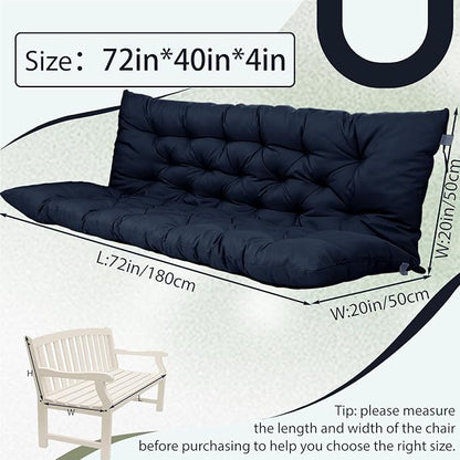 2/3 Seater Swing Replacement Cushion, Waterproof Porch Swing Cushions with Backrest, Thickened Bench Cushions for Outdoor Furniture, for Outdoor Patio Swing (Navy Blue, 71 * 40in)