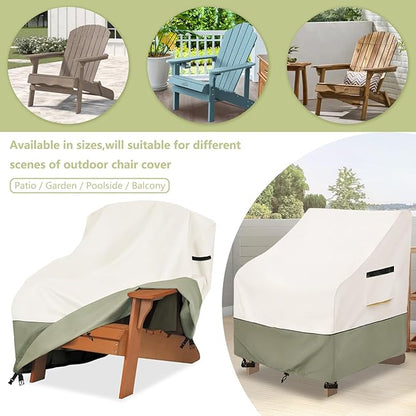 Patio Adirondack Chair Cover 28 W x 31 D x 36 H inches,600D Heavy Duty Waterproof Outdoor Chair Covers,Patio Furniture Covers for Adirondack Chair,Beige