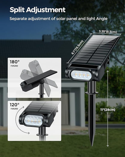 Solar Spot Lights Outdoor, Waterproof IP67 12 Color Modes Landscape Light with Remote, 2-in-1 Color Changing/Cool/Warm White Solar Lights Outdoor for Yard Trees Garden Pool Multicolor, 2 Pack