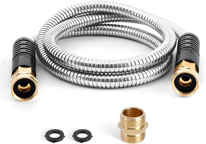 Cesun Short Garden Hose 5 ft with Female to Female Connector, Small Metal Leader Hose, Drinking Water Hose, Flexible, Lightweight Stainless Steel Water Pipe for RV, Outdoor, Yard, 5ft x 5/8"