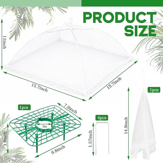 1 Sets Square Strawberry Plant Support with Mesh Plant Cover, Strawberry Growing Kit with Iron Nails for Garden Vegetables Keep Berries Clean