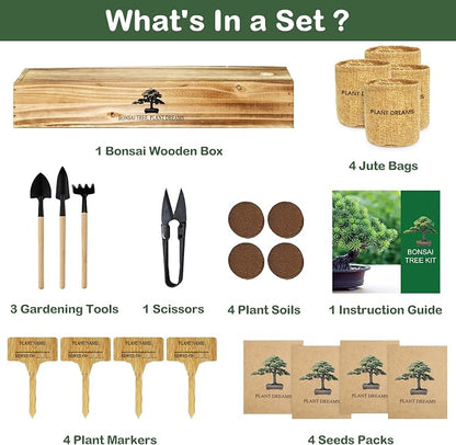 LUOJIBIE Bonsai Tree Kit, Complete Bonzai Tree Starter Kits, for Mom, Unique Christmas Birthday Gardening Gifts for Women Mom Men Grandkids, Crafts Hobby Kits