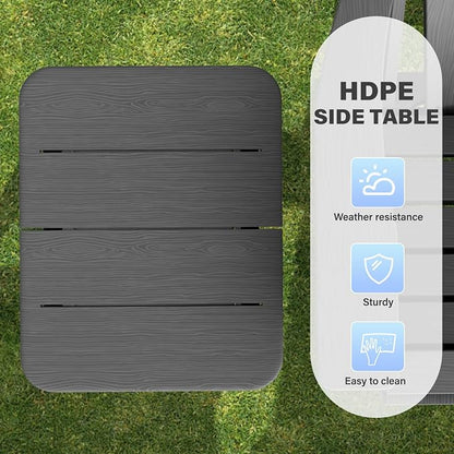 Ayge 17.7" Double Outdoor Side Table, Rectangular HDPE Adirondack End Table for Patio, Lawn, Pool, Garden, Backyard，Grey