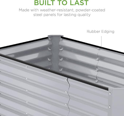 Best Choice Products 4x2x2ft Outdoor Metal Raised Garden Bed, Deep Root Planter Box for Vegetables, Flowers, Herbs w/ 119 Gallon Capacity - Moonlight Gray
