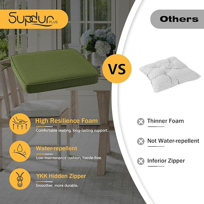 Outdoor Square Corner Seat Cushion, 18.5"x16"x3", Set of 4, Non Slip Seat Cushion Pads with Removable Cover for Patio Furniture, Garden Yard Lawn, Deep Forest Green