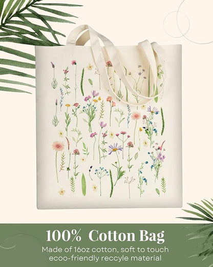 AUSVKAI Canvas Tote Bag Aesthetic for Women, Cute Reusable Cloth Cotton Bags for Shopping Beach Grocery