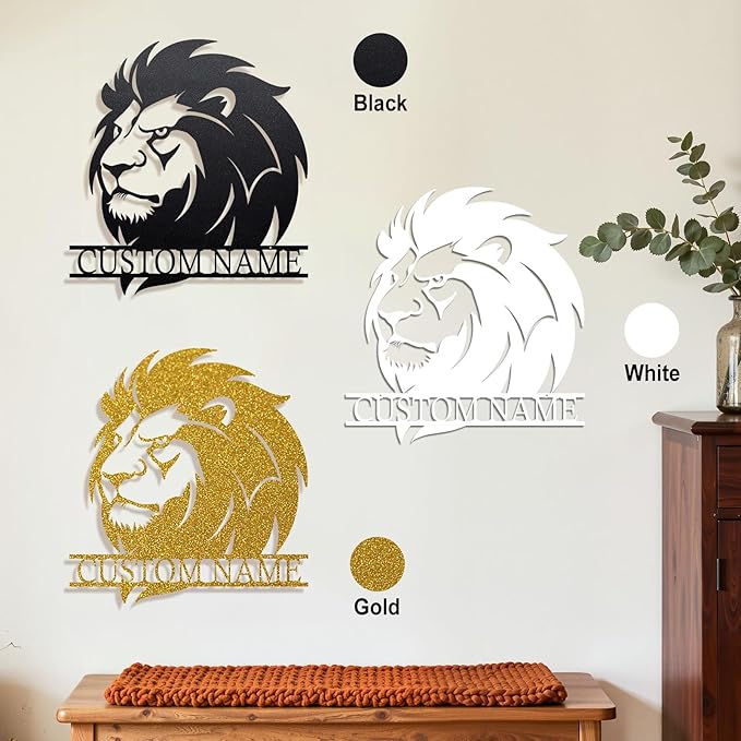 Personalized Metal Lion Name Sign – Custom Wall Art with Majestic Animal Design, Durable Outdoor & Indoor Home Decor – Unique Housewarming & Wedding Gift for Couples, Families, and Friends Style5
