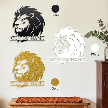 Personalized Metal Lion Name Sign – Custom Wall Art with Majestic Animal Design, Durable Outdoor & Indoor Home Decor – Unique Housewarming & Wedding Gift for Couples, Families, and Friends Style5