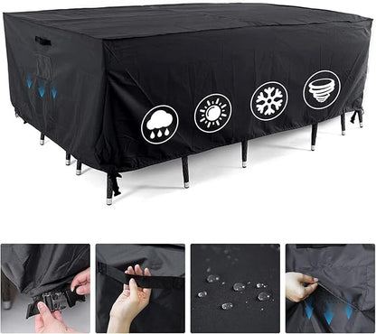 Tempera Outdoor Dining Set Cover for Outside Table and Chairs, Rectangle Patio Table Covers for Outdoor Furniture, Anti-Fading, Waterproof, 86'' x 44'' x 27.8'', Space Grey