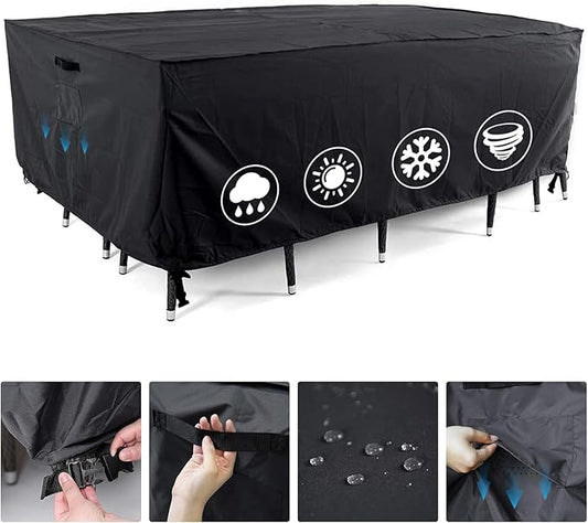 Tempera Outdoor Dining Set Cover for Outside Table and Chairs, Rectangle Patio Table Covers for Outdoor Furniture, Anti-Fading, Waterproof, 86'' x 44'' x 27.8'', Space Grey