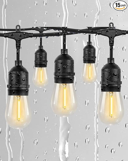25FT Outdoor String Lights Waterproof with 16 Edison Bulbs 1.6FT Spacing, 120V Patio Lights, LED Hanging Lights for Porch, Balcony, Gazebo, Yard, Garden, Backyard, Camping and Party Decor