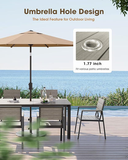 Outdoor Patio Dining Chairs Set of 2, Aluminum & HDPE All-Weather for Deck, Lawn, Backyard, Pool and Indoor Use (Classic Gray)