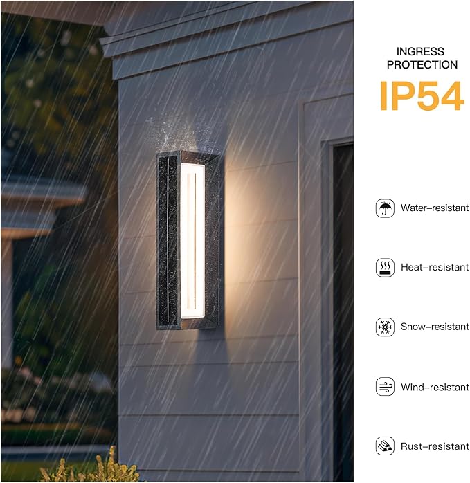 20.5" Solar Wall Lights Outdoor Waterproof, Modern Porch Light, 3000K LED Solar Wall Sconces Lights Outdoor, 1 Pack Front Door Light Fixture Dusk to Dawn, Large Exterior Garage Light for House