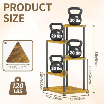 LASZOLA 4 Tier Tall Wood Plant Stand Indoor, Heavy Duty Corner Plant Rack for Large Planters, Multi Level Vertical Metal Flower Holder Display Shelf for Living Room Patio Balcony Garden, Rustic Brown