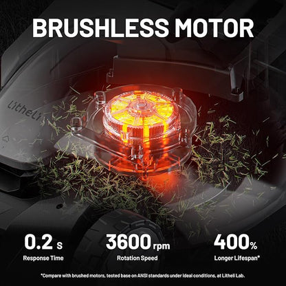 Litheli 18-inch 40V Brushless Lawn Mower for Garden Yards, Lightweight Cordless Lawn Mower Battery Powered with 6-Position Height Adjustment, 2x4.0Ah Battery Include