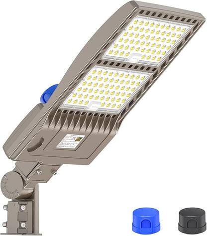 480V 320W LED Parking Lot Light 44800LM with Photocell & Short Circuit Cap, UL DLC Listed, 5000K Shoebox Pole Light with Slip Fitter, IP65 Waterproof Commercial Street Area Lighting for Driveway/Yard