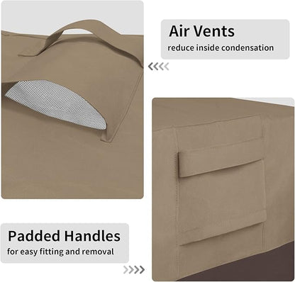 Easy-Going Outdoor Ottoman Cover, Waterproof Patio Ottoman Cover, Heavy Duty Outdoor Furniture Cover with Padded Handles (34"x24"x17", Camel/Dark Brown)